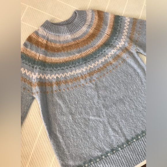 J. Crew Fair Isle yoke puff-sleeve sweater women's size S - Picture 2 of 11